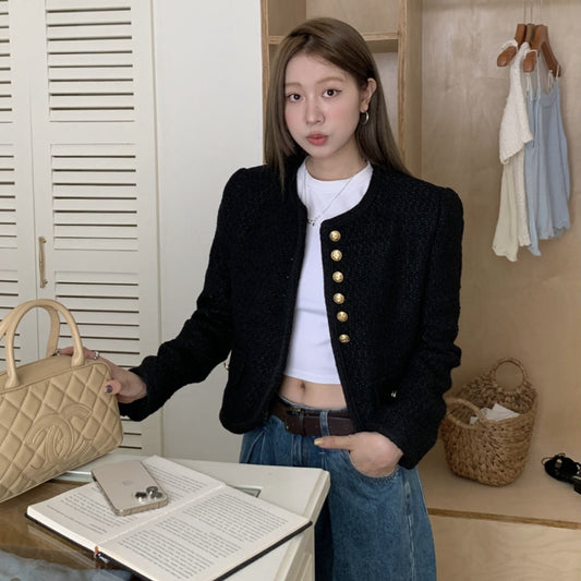 英倫風顯瘦粗花呢小香外套 - TWINKLE