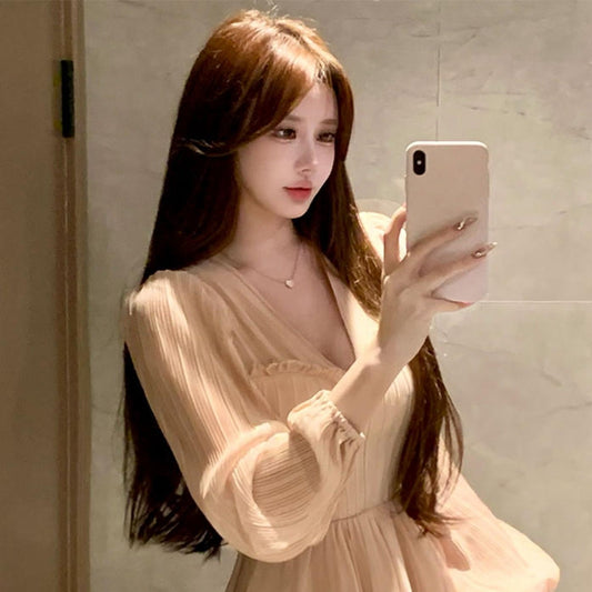 再次心動溫柔桃心領洋裝 - TWINKLE