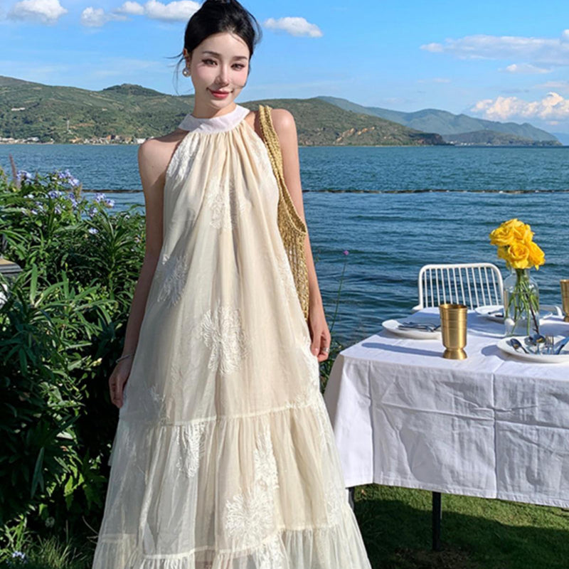 掛脖大散擺女神度假洋裝 - TWINKLE