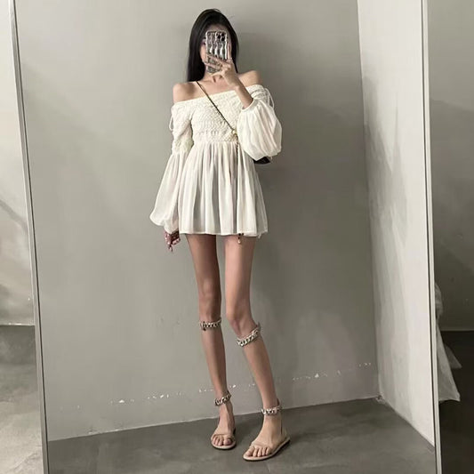 一字領露肩精緻女人味洋裝 - TWINKLE