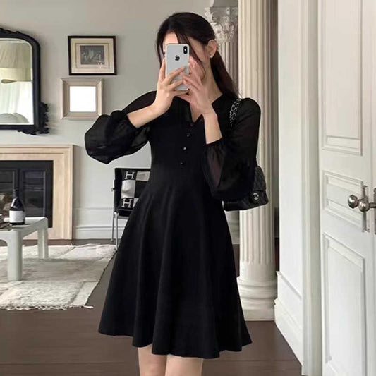 優雅氣質網紗泡泡袖洋裝 - TWINKLE