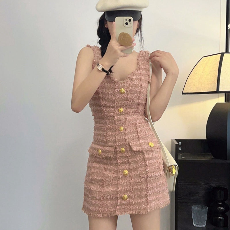 一眼愛上超美粉棕小香洋裝 - TWINKLE