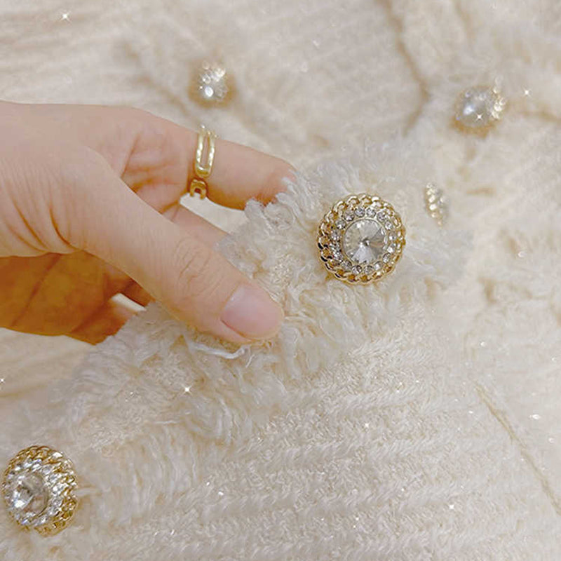 名媛亮絲貴氣粗毛呢小香外套 - TWINKLE