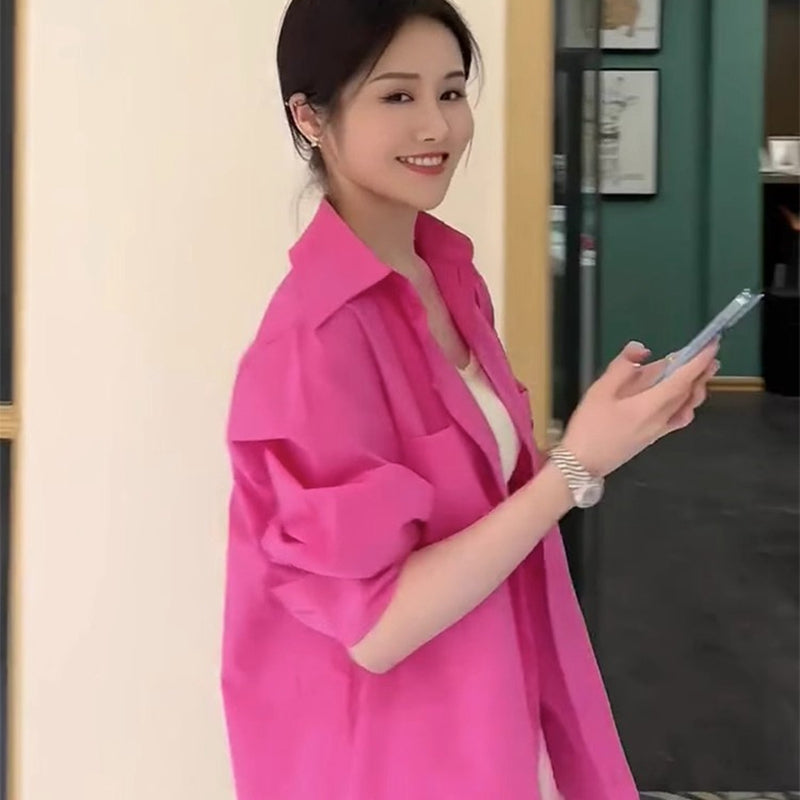 顯白好搭玫粉寬鬆襯衫 - TWINKLE