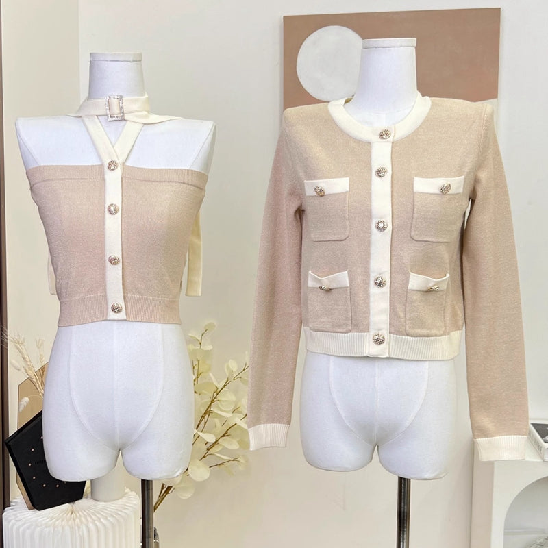 千金名媛風兩件套針織上衣 - TWINKLE