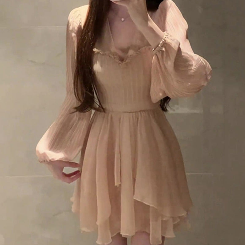 再次心動溫柔桃心領洋裝 - TWINKLE