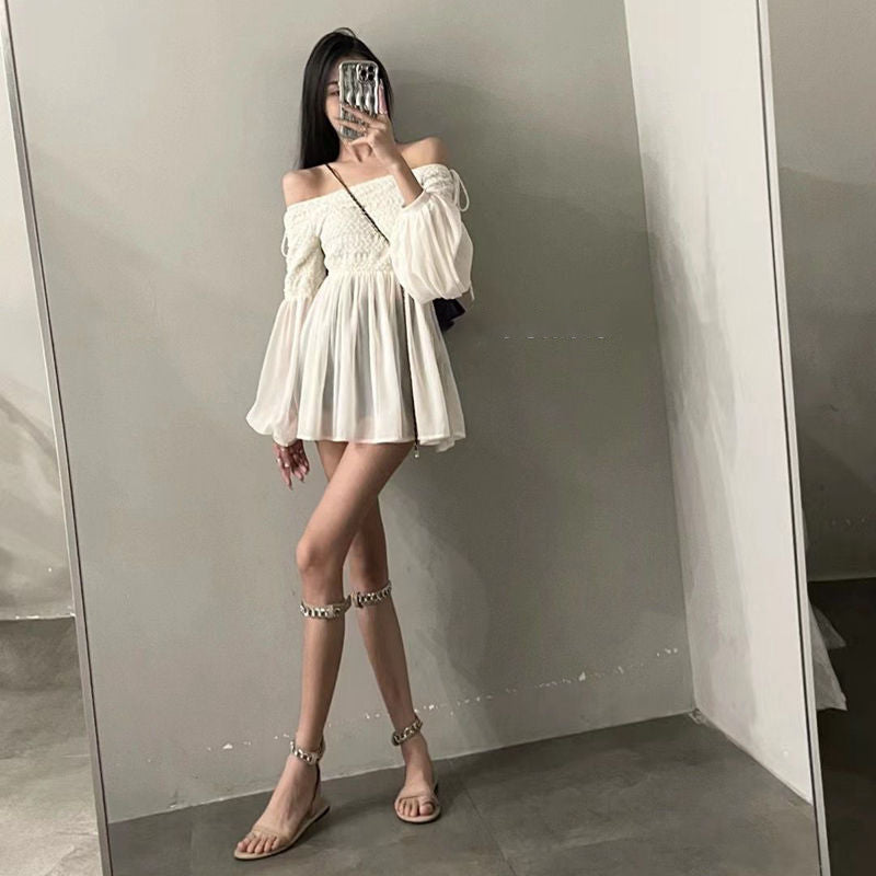 一字領露肩精緻女人味洋裝 - TWINKLE