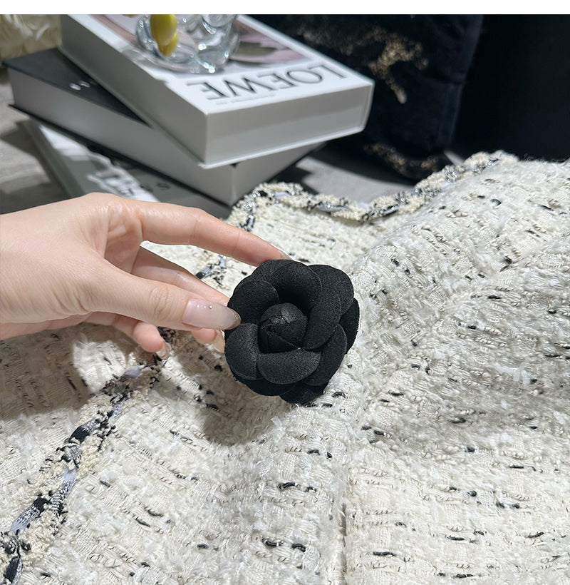 經典名媛山茶花小香毛呢外套