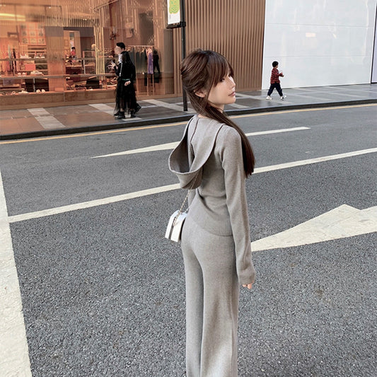 帶帽拉鍊俐落褲套裝(斷貨特價) - TWINKLE