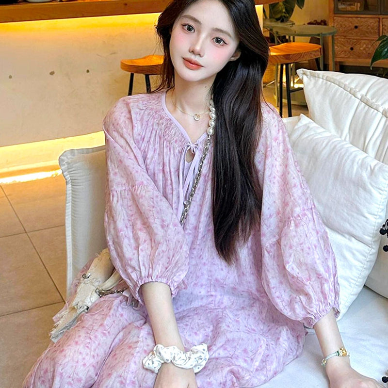 溫柔甜美粉碎花寬鬆洋裝 - TWINKLE