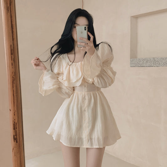 浪漫大荷葉氛圍感洋裝