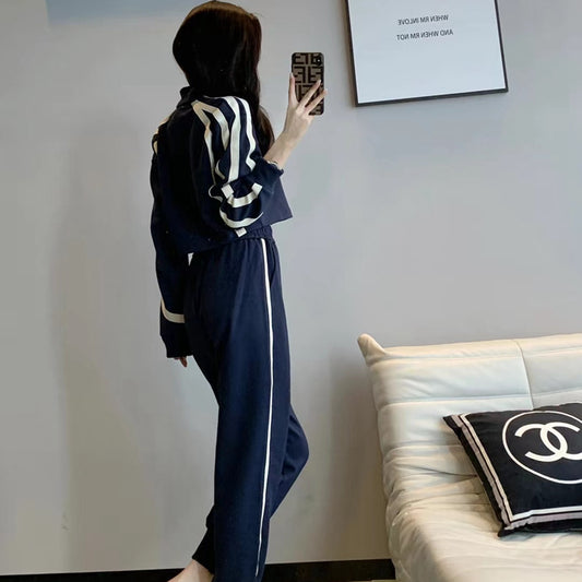 滾邊俐落運動風褲套裝 - TWINKLE