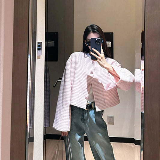 率性甜美粉條小香外套 - TWINKLE