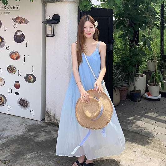 慵懶女神漸層細百褶度假洋裝 - TWINKLE