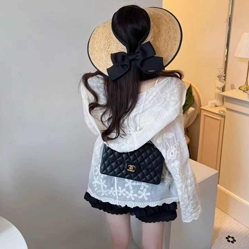 日常度假都美帶帽蕾絲罩衫