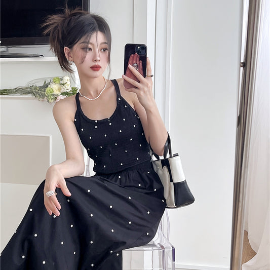 波點露背度假洋裝 - TWINKLE
