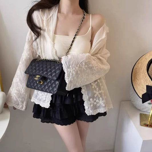 日常度假都美帶帽蕾絲罩衫