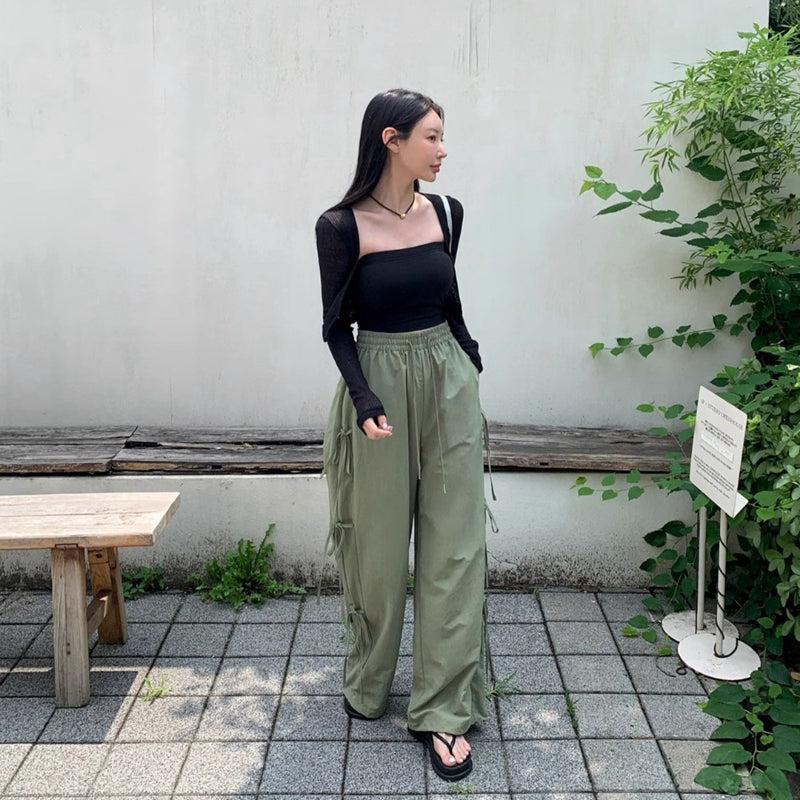 今夏必備甜美帥氣蝴蝶結傘兵褲