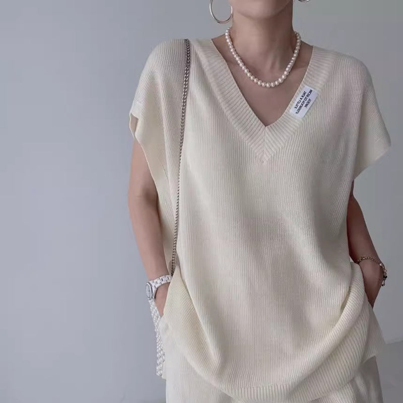 超舒服鬆弛感V領短褲套裝