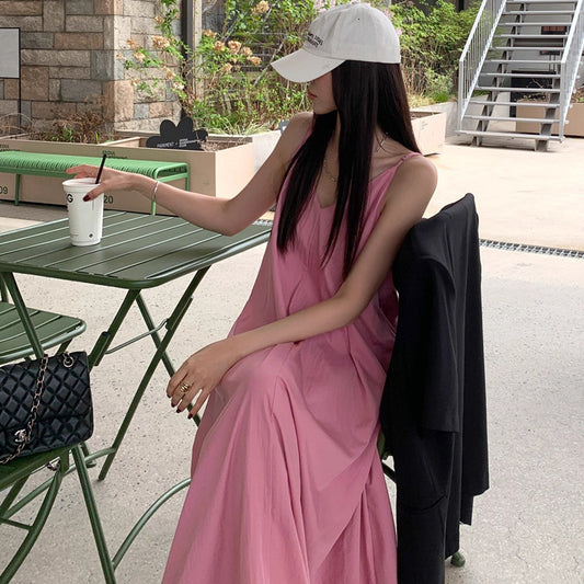 V領隨性氣質傘狀長洋裝