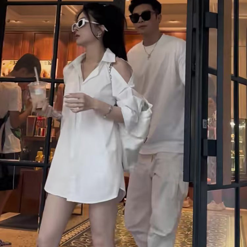 露肩女人味BF風襯衫 - TWINKLE