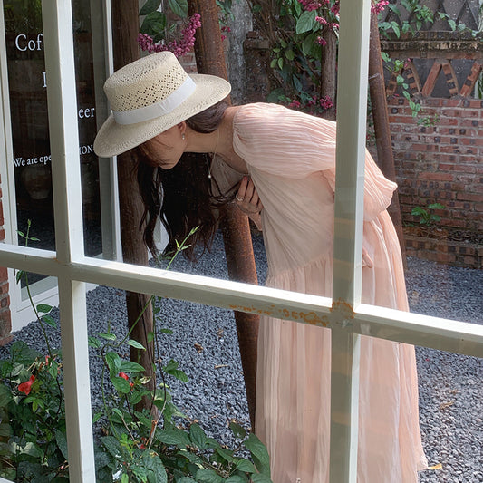 法式溫柔露背泡泡袖仙女洋裝 - TWINKLE