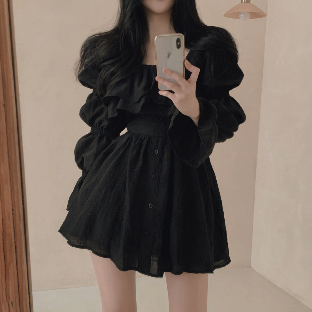 浪漫大荷葉氛圍感洋裝