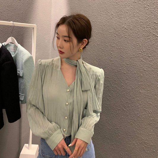 韓劇氣質小姊姊領帶上衣