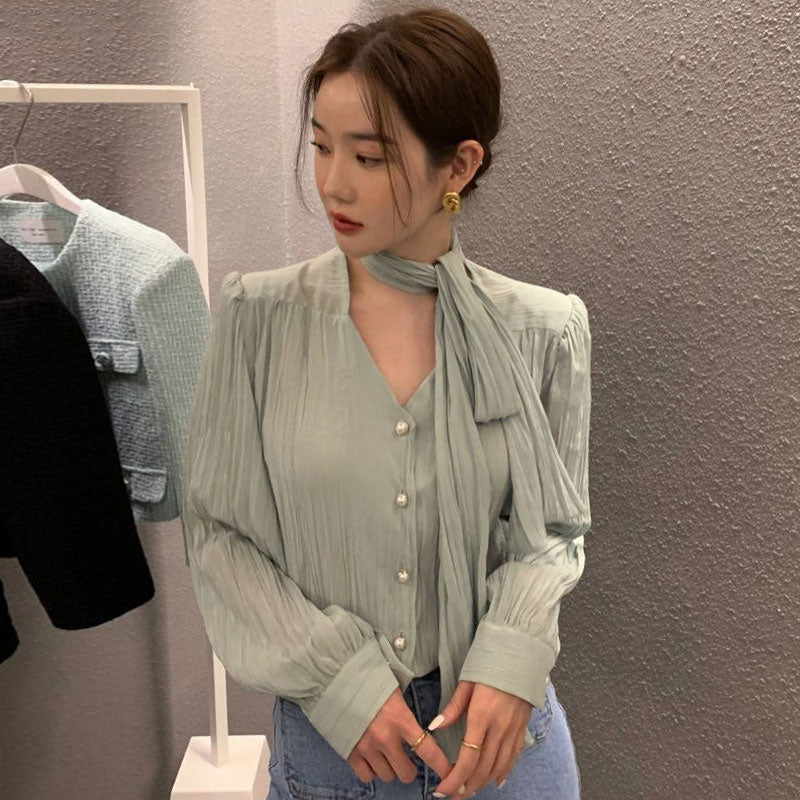 韓劇氣質小姊姊領帶上衣
