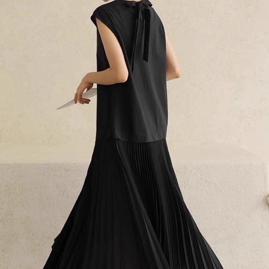 好氣質遮肉下擺壓褶洋裝