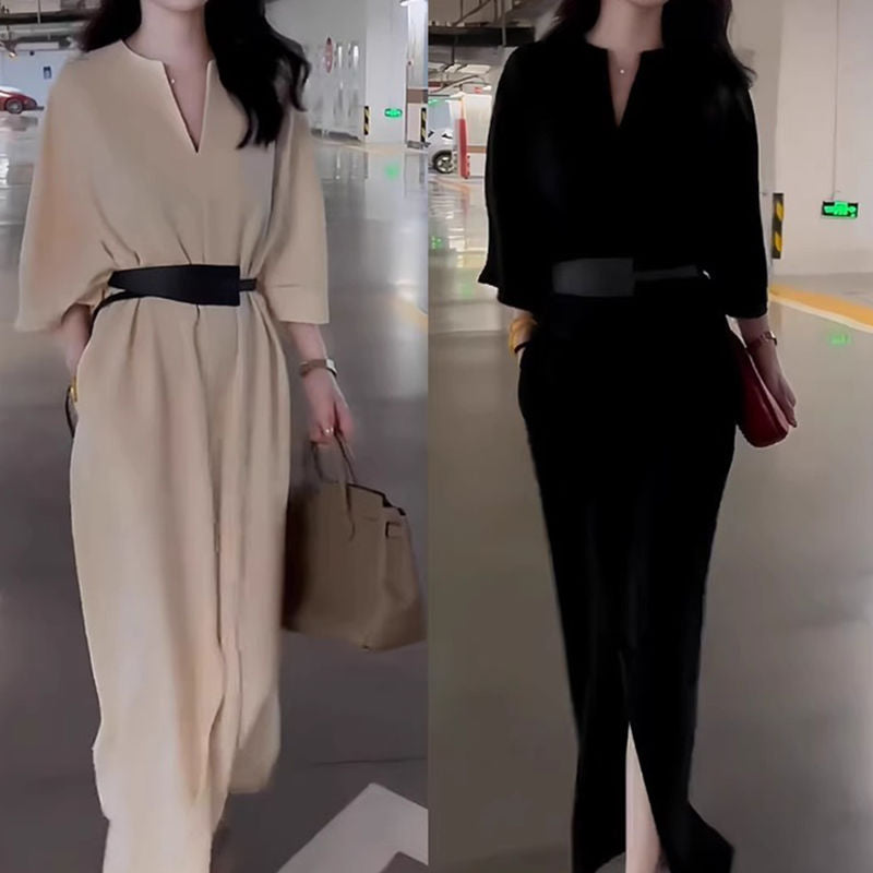 簡約優雅腰帶洋裝