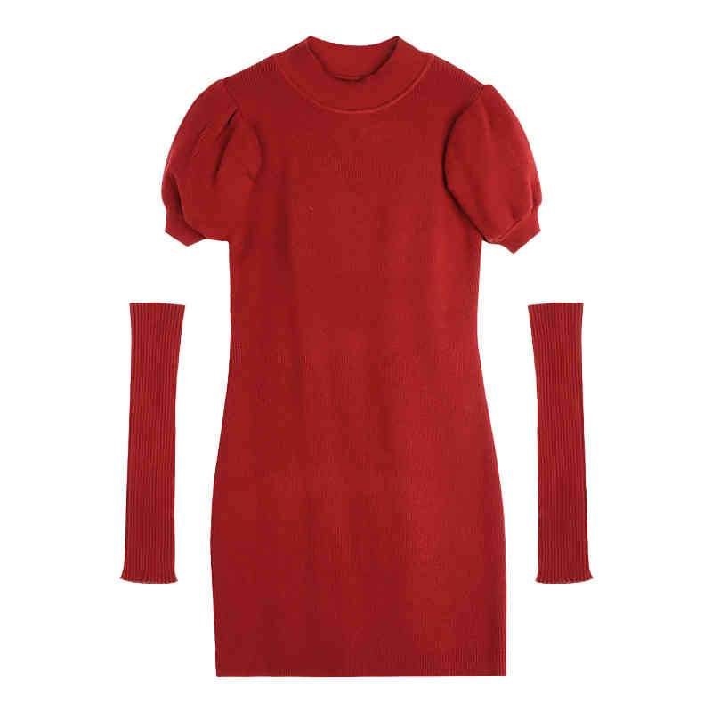 大小姐袖套內搭包臀短洋裝 - TWINKLE