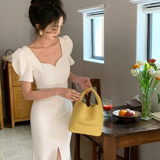 桃心領優雅前開叉洋裝 - TWINKLE