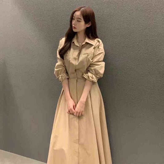 翻領率性襯衫式洋裝 - TWINKLE