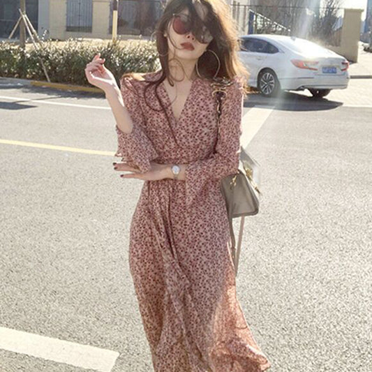 浪漫女人味荷葉粉波點洋裝 - TWINKLE