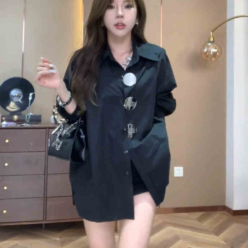 貴氣大釦寬鬆上衣/ 短洋裝 - TWINKLE