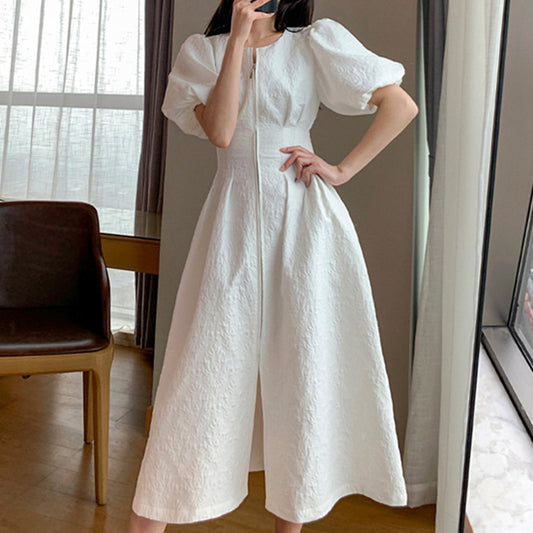 澎袖拉鍊名媛感洋裝 - TWINKLE