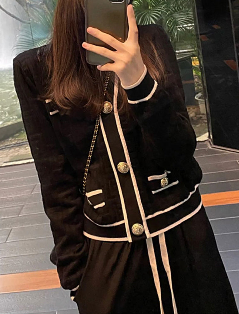 經典又顯瘦小香針織褲套裝 - TWINKLE