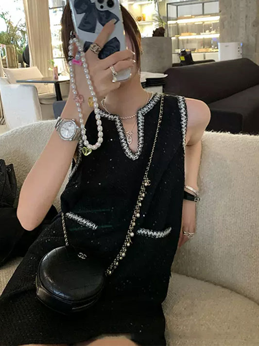 貴氣迷人小V毛呢小香洋裝 - TWINKLE