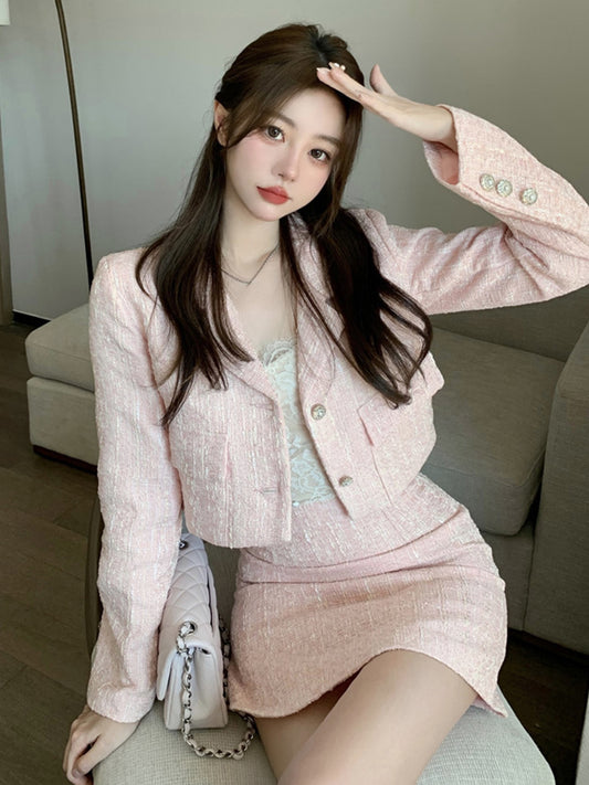 韓劇千金粉嫩小香裙套裝 - TWINKLE