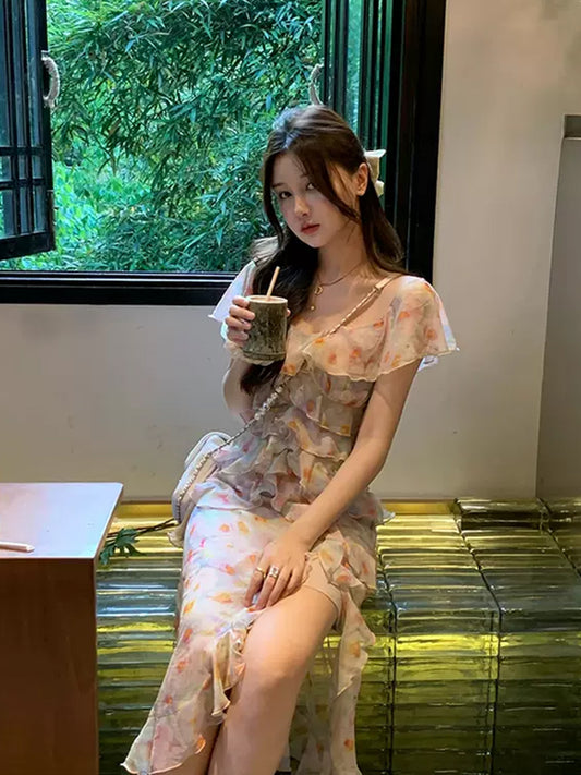 仲夏夜之夢荷葉碎花女神洋裝 - TWINKLE