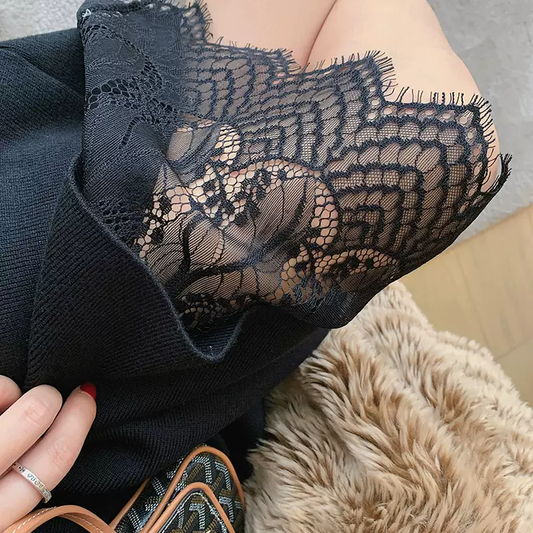 兩面穿超美針織蕾絲半身裙 - TWINKLE