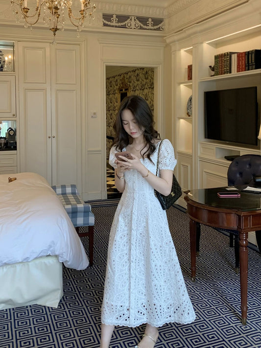 法式高級感簍空蕾絲洋裝 - TWINKLE