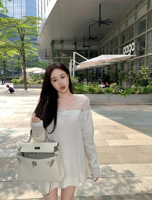 一眼愛上蕾絲拼針織超迷人洋裝 - TWINKLE