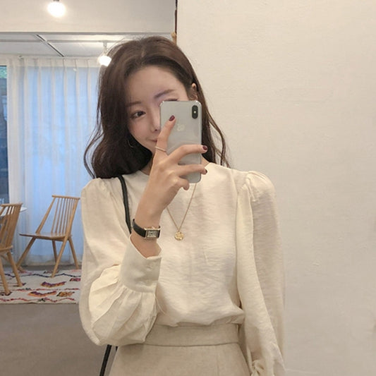 簡約氣質圓領上衣 - TWINKLE