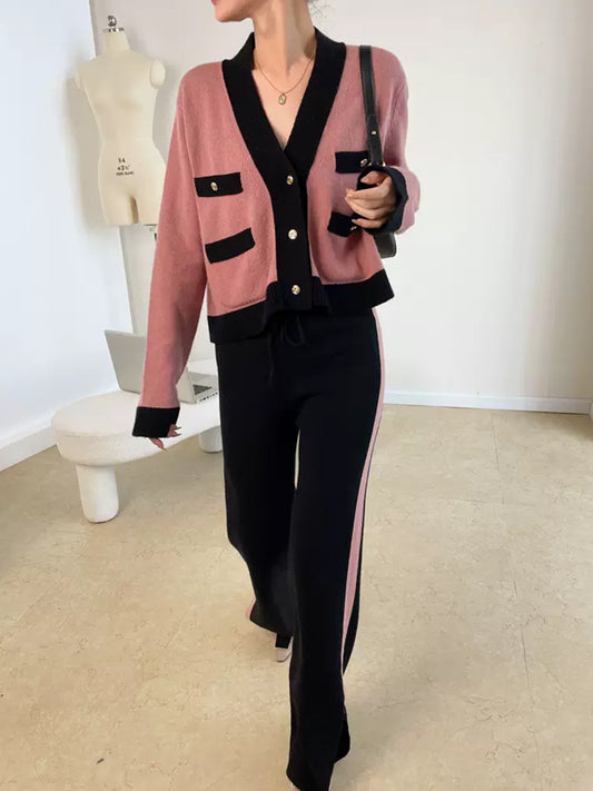 貴氣顯腿長撞色小香褲套裝 - TWINKLE