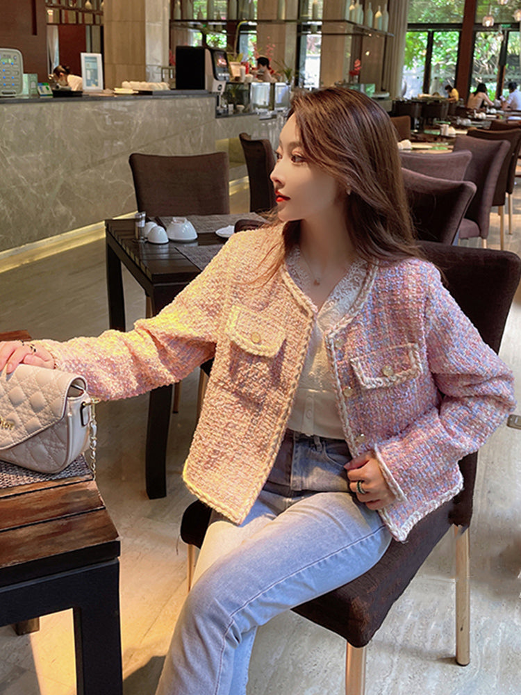 狂收讚美氣質姊姊必備粉系小香外套 - TWINKLE