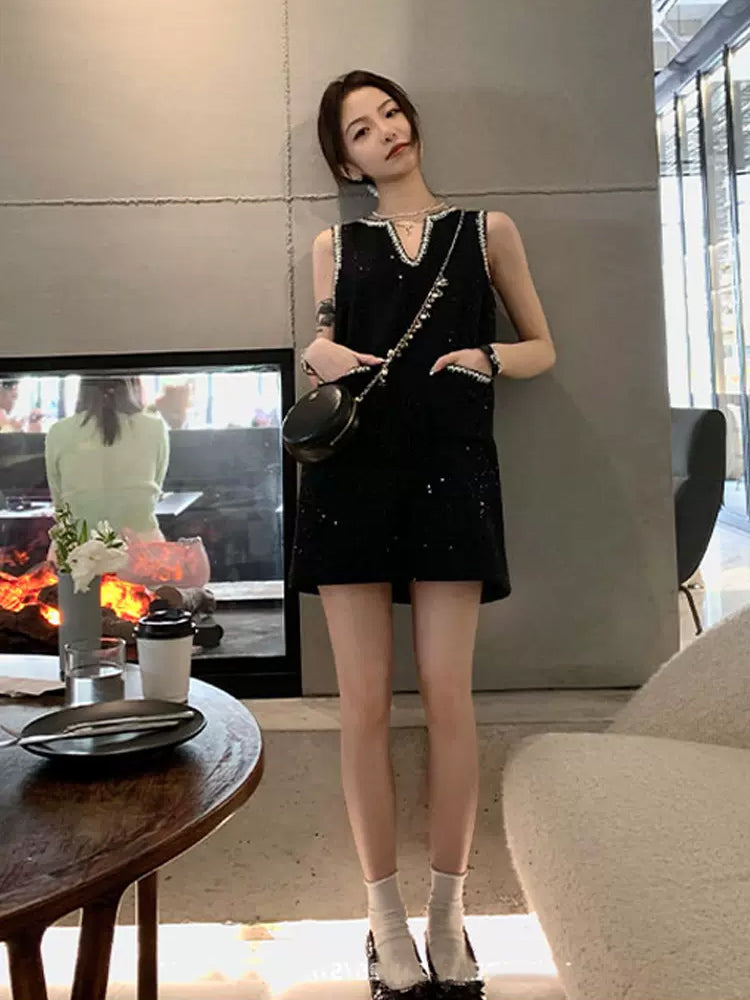 貴氣迷人小V毛呢小香洋裝 - TWINKLE