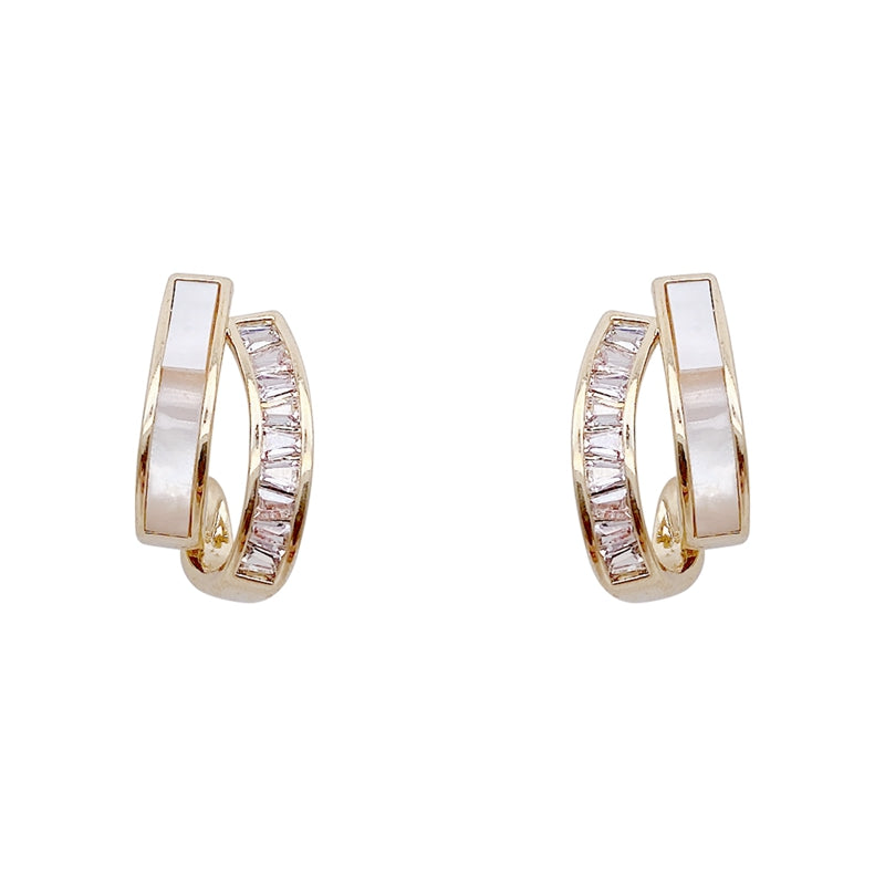 時尚名媛日常貝殼光澤耳環 - TWINKLE