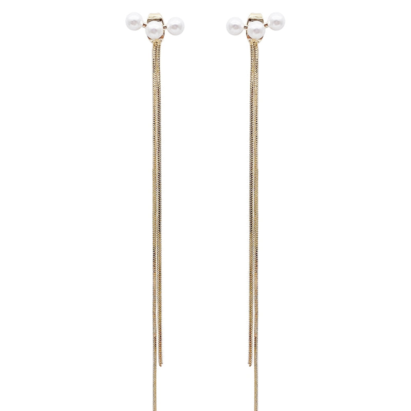 時尚名媛珍珠流蘇耳環 - TWINKLE